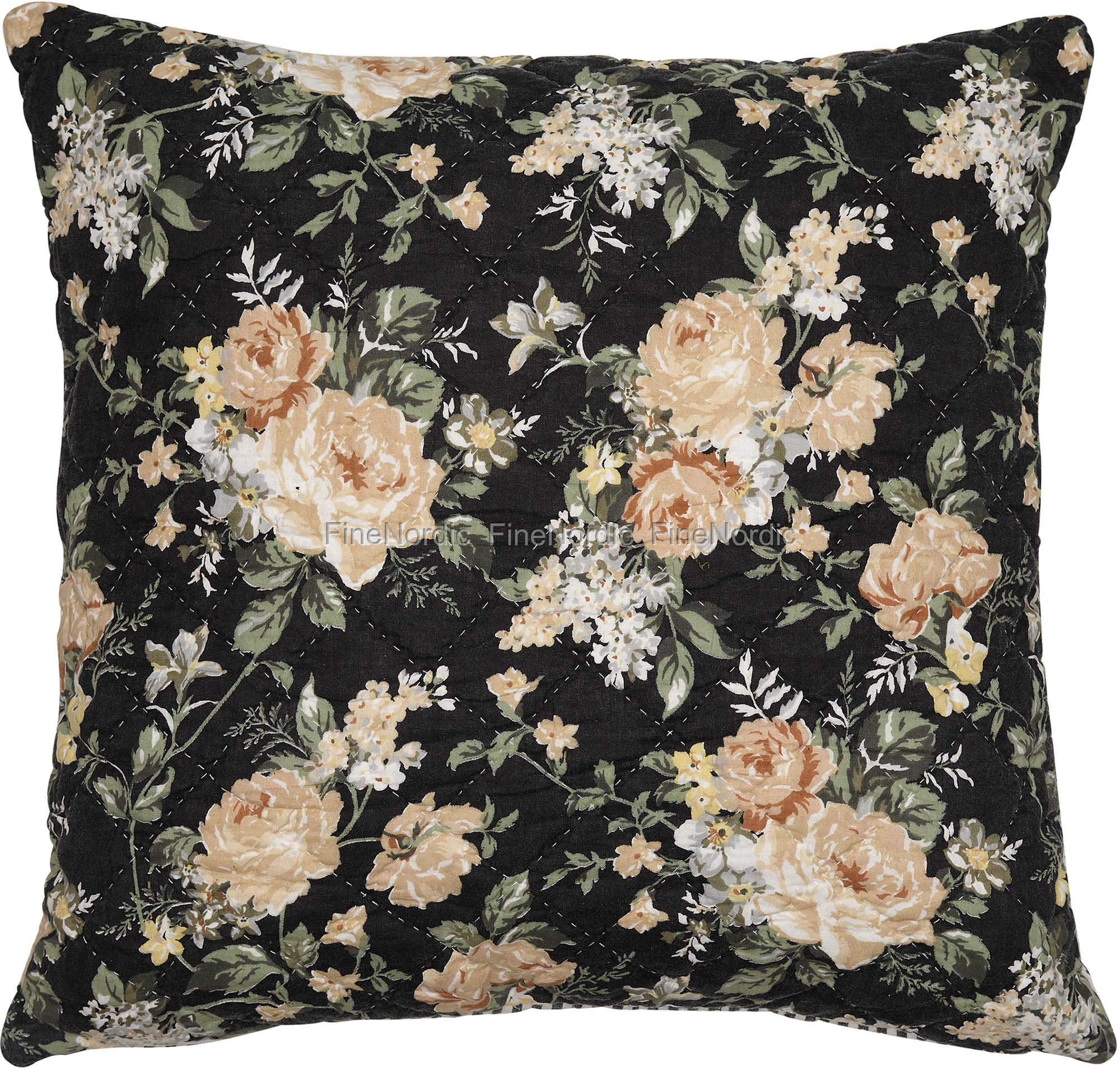 GreenGate Putetrekk Quilted Cushion Cover Josephine Black 50 x 50 cm