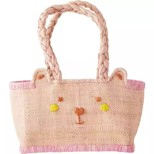Vesker kjøp din Veske her FineNordic Nettbutikk Rice XXL Bozaka Veske Raffia Håndtak og Pom Poms Rosa
