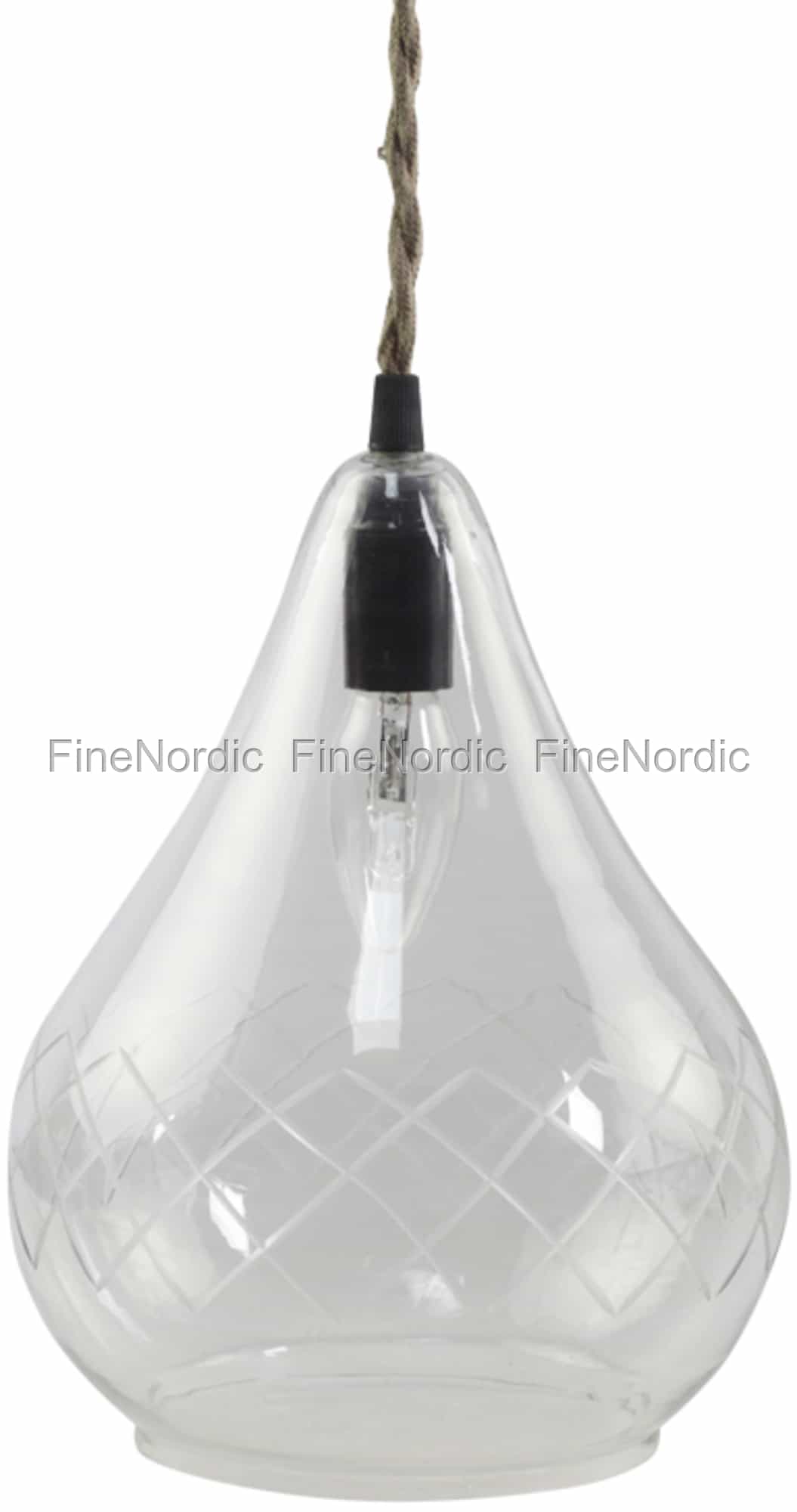 Chic Antique Lampe med Slibning Håndlavet Klar Chic Antique Lampe med Perlekant Glas Handgjort