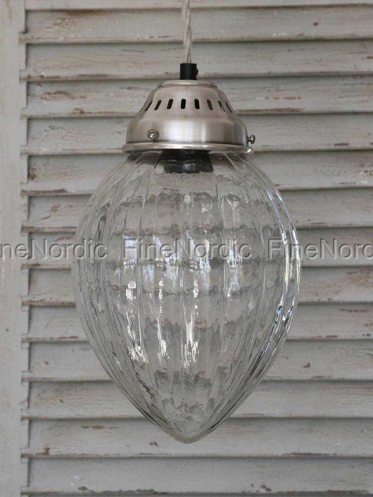 Chic Antique Loftlampe Kuppel med spor Glass Chic Antique Lampe med Perlekant Glas Handgjort